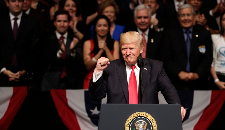 Whether President Trump's decision is good or bad, the action justifiable or appalling, the question is always, always posed: Won't this drive away his voters? (AP Photo/Lynne Sladky)
