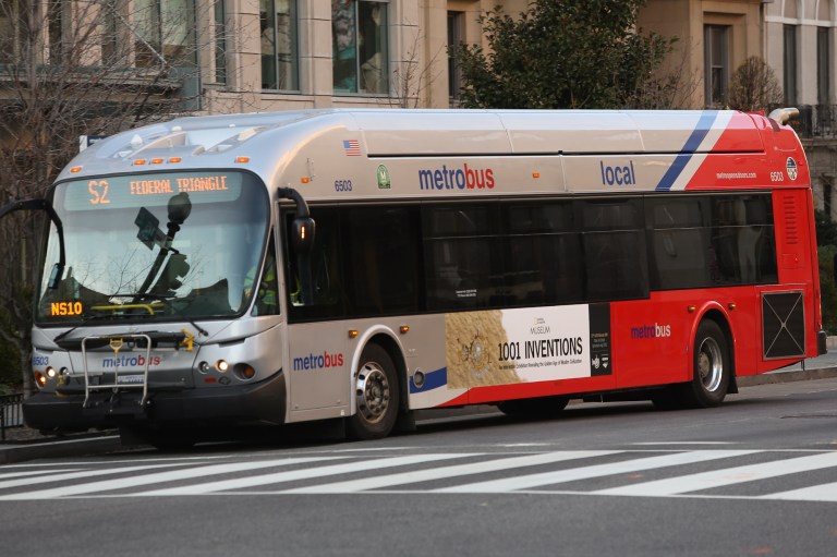 A Metrobus struck a man in Olney in Montgomery County. He later died at the hospital. (Photo: Graeme Jennings/Examiner)