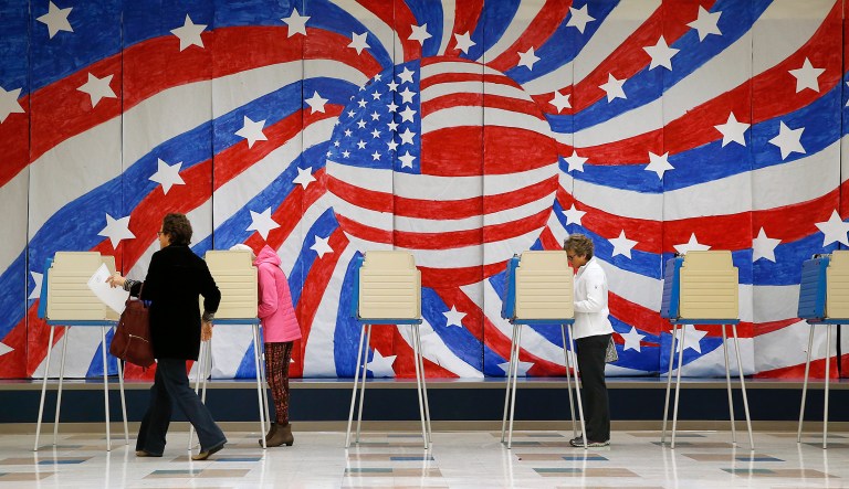 People vote on Election Day. (Alexa Welch Edlund/Richmond Times-Dispatch via AP)