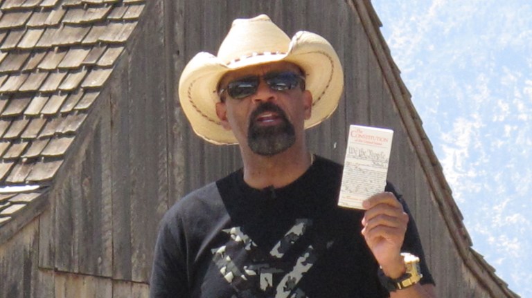 David Clarke, who resigned from his role as sheriff in August, is a longtime Trump surrogate who often appears on Fox News. (AP Photo/Scott Sonner)