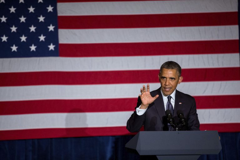 President Obama speaks at a fundraiser for the Democratic Congressional Campaign Committee at the Chicago Hilton. (AP/ Zbigniew Bzdak)