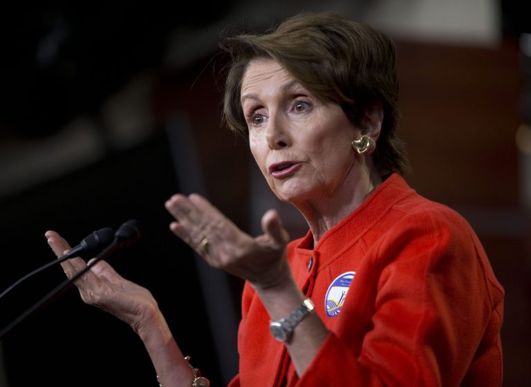 House Minority Leader Nancy Pelosi of Calif. meets with reporters on Capitol Hill in Washington, Wednesday. (AP Photo/Pablo Martinez Monsivais)
