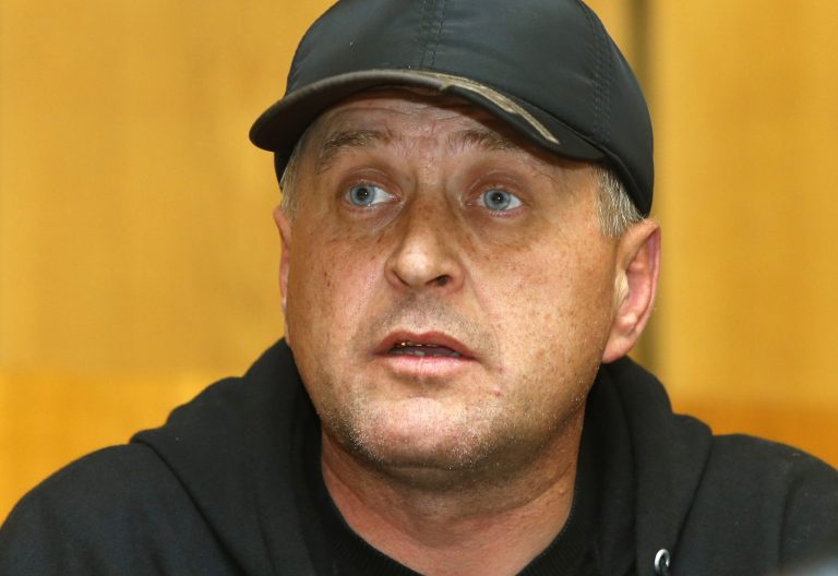 Vacheslav Ponomarev, the self-proclaimed mayor of Slovyansk, speaks during his press conference in city hall, Slovyansk, eastern Ukraine, Monday, April 21, 2014. Ponomarev is appealing to Russia to send in peacekeeping troops after a shootout at a checkpoint near the city manned by pro-Russia insurgents. (AP Photo/Sergei Grits)