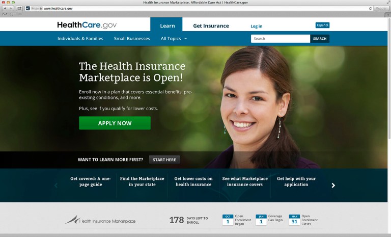 This photo provided by HHS shows the main landing web page for HealthCare.gov. The government's new health insurance marketplaces are drawing lots of rotten tomatoes in early reviews. (AP Photo/HHS)