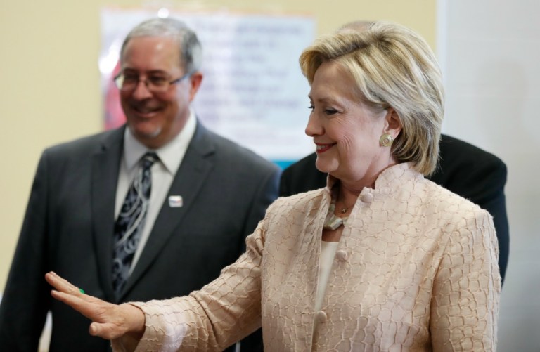 In total, Priorities has raised $110 million for Hillary Clinton's second bid for the White House, and at least $43 million of that has gone toward ad buys targeting important swing states, including Ohio, Florida and Pennsylvania. (AP Photo)