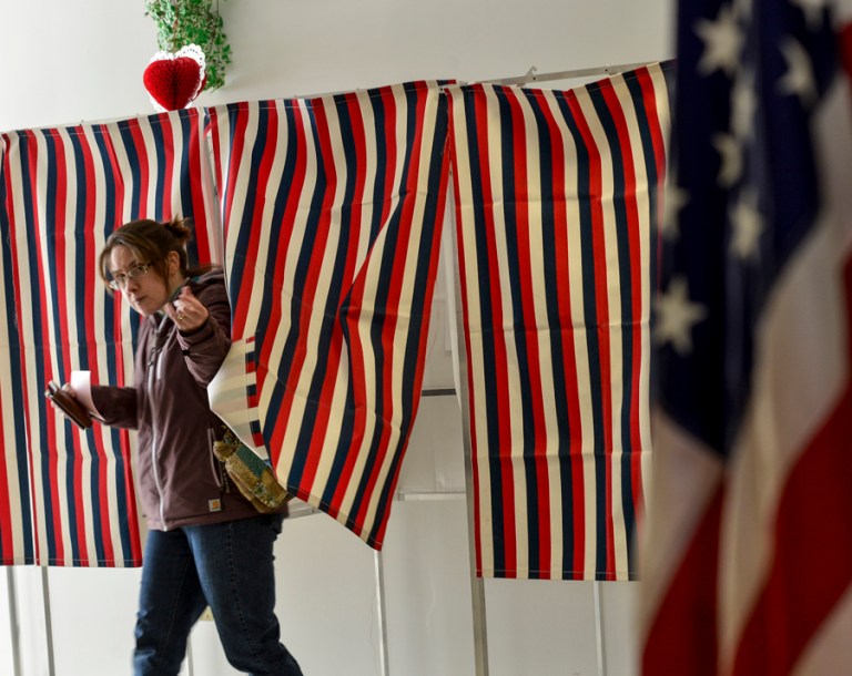 For Democrats, more women than men voted Tuesday night, with 55 percent of primary voters being women and 45 percent being men. For Republicans, the percentage was closer. Forty-eight percent of Republican voters were women and 52 percent were men. (Kristopher Radder/The Brattleboro Reformer via AP)