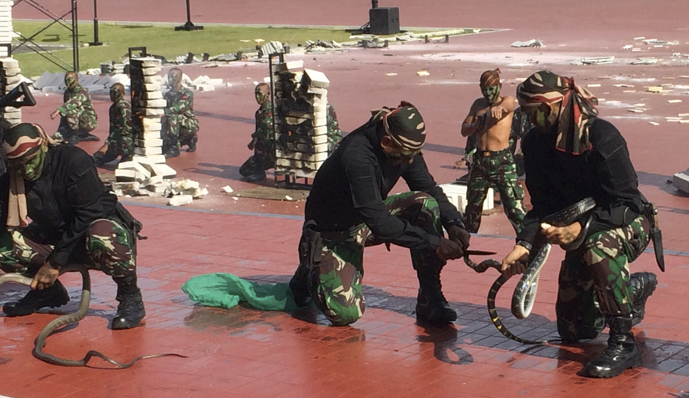 Jim Mattis watches as Indonesian troops drink snake blood, shoot wearing blindfolds and roll in glass