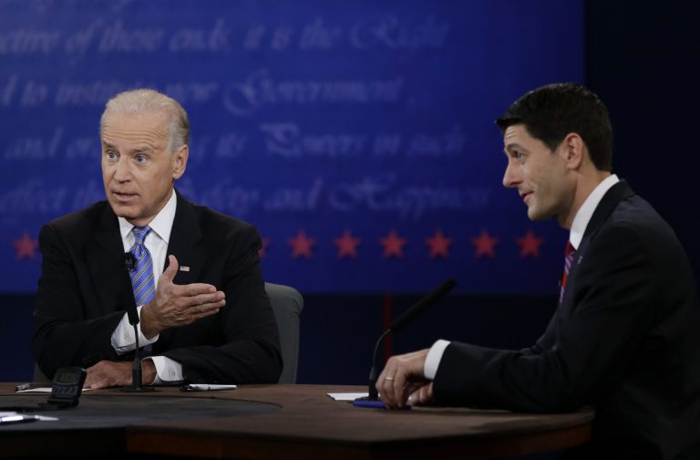 Kaine's insolence lost him the debate while Biden's won his debate. (AP Photo/David Goldman)
