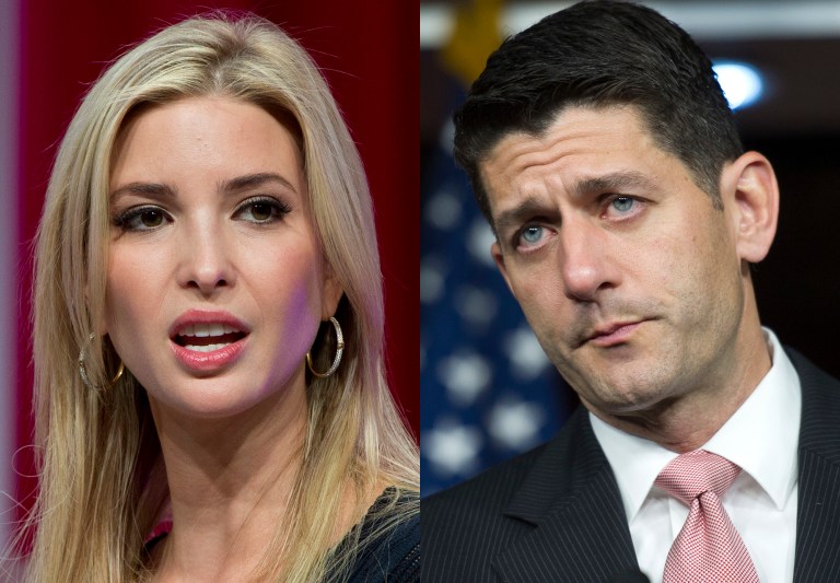 Donald Trump's eldest daughter, Ivanka, held a closed-door meeting with House Speaker Paul Ryan in New York on Monday. (AP Photos)