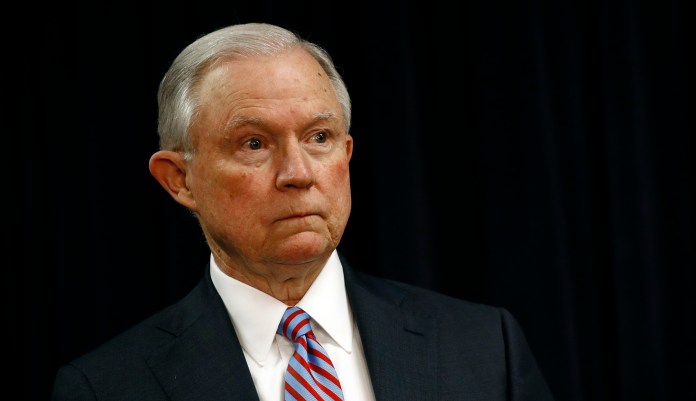 We don't call for Jeff Sessions to step down, but he and Rod Rosenstein must get their employees to obey the law and stop their illegal leaking. (AP Photo/Patrick Semansky)