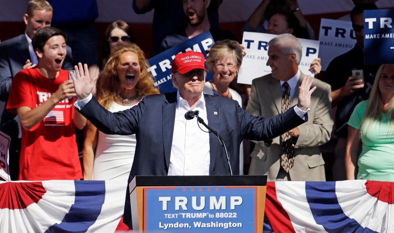 Republican presidential candidate Donald Trump says he has no plans to set up a sophisticated data-based operation to target specific voters in the general election. (AP Photo/Elaine Thompson)