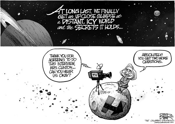 Editorial cartoon: A distant, icy world