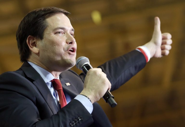 The polls have a couple of little items onto which Rubio can hang some hope of momentum. (AP Photo/Alan Diaz)