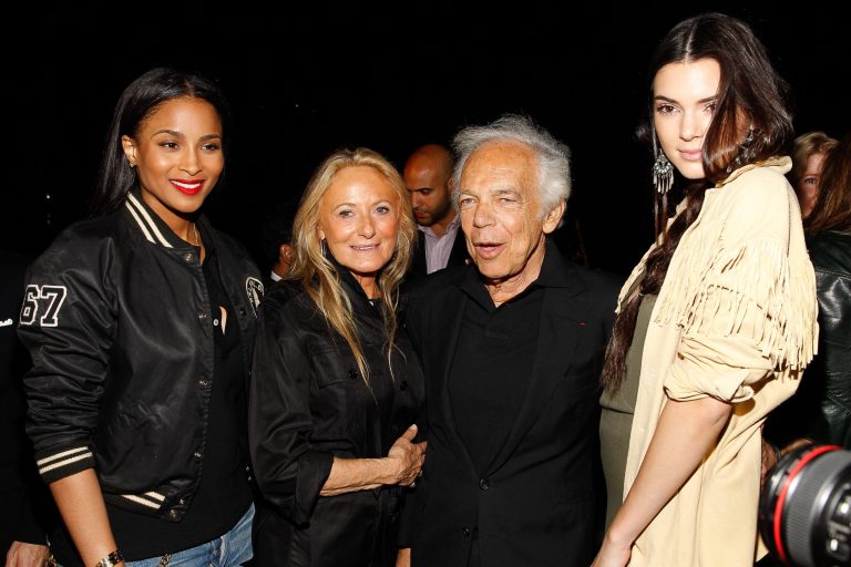 Ciara, from left, Ricky Lauren, Ralph Lauren, and Kendall Jenner pose at MBFW Spring/Summer 2015 - Ralph Lauren Polo 4D fashion show at Central Park on Monday, Sept 8, 2014, in New York. (Photo by [Mark Von Holden/Invision/AP)