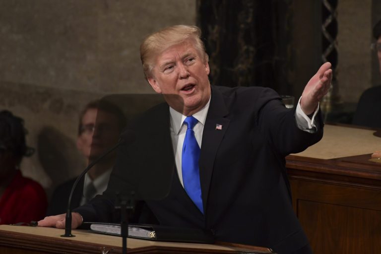President Donald Trump delivers his State of the Union address to a joint session of Congress on Capitol Hill in Washington, Tuesday, Jan. 30, 2018. (AP Photo/Susan Walsh)