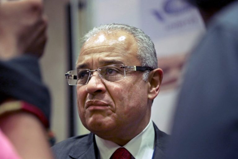 In this Sunday, Sept. 14, 2014 photo, Egyptian Minister of Tourism Hisham Zaazoua talks to journalists at the U.N. World Tourism Organization conference in Cairo. Egypt plans to increase the number of security cameras at hotels and popular tourist destinations as part of a series of new security measures aimed at buoying the flagging tourism sector following three years of political turmoil, the country's tourism minister said. (AP Photo/Samuel McNeil)