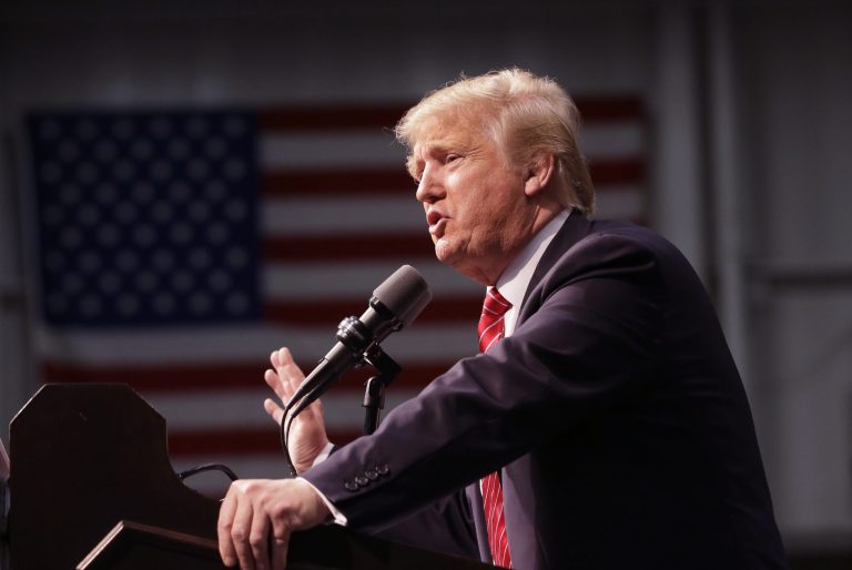 Republican presidential candidate Donald Trump promises to illegally order military officers to torture captives and murder noncombatants. (AP Photo/Carlos Osorio)