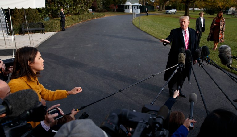 In little more than 24 hours Trump has taken aim at Time Magazine and CNN -- both of which have returned fire and have lots of backup. (AP Photo/Evan Vucci)