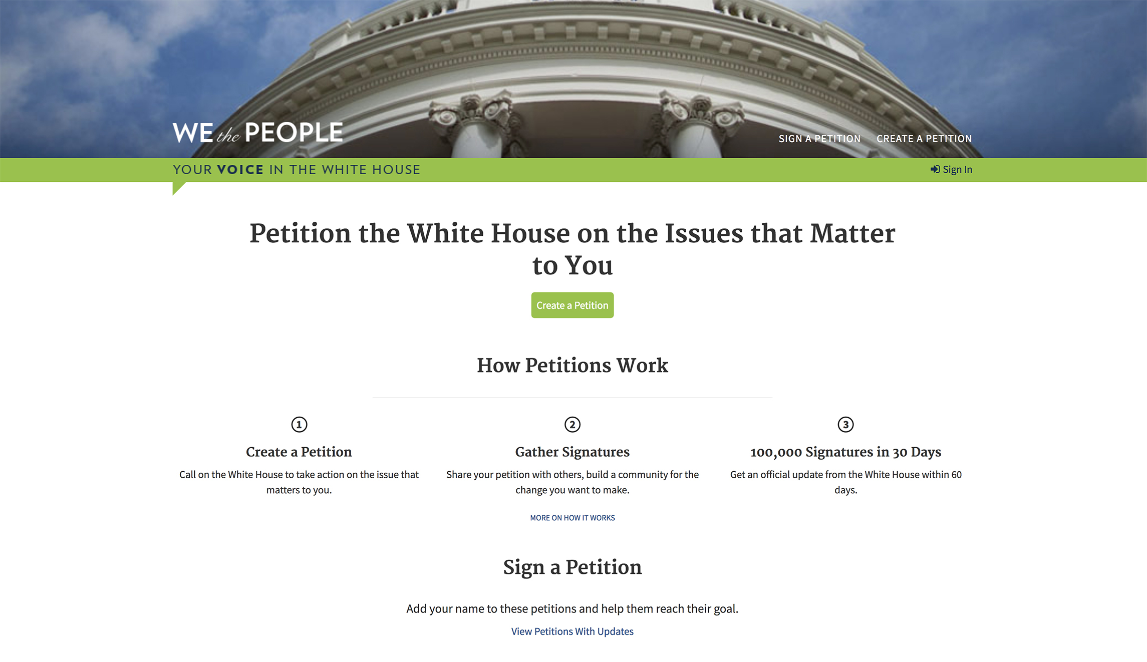 Trump team ignores White House petitions after talk of pulling the plug
