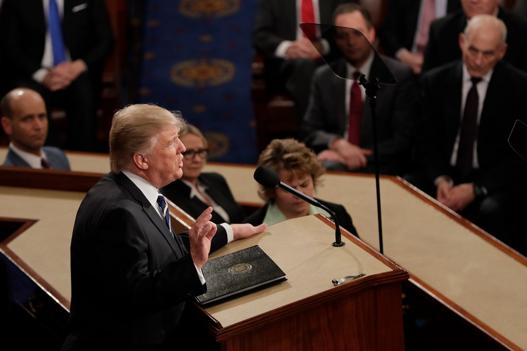 Trump hits media just once in joint session address