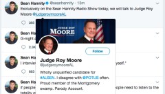Sean Hannity accidentally tags parody Roy Moore Twitter account that calls him ‘wholly unqualified’