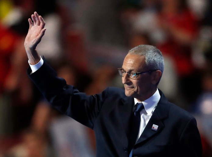 Wednesday, Clinton campaign chair John Podesta was interviewed by The Atlantic senior editor Ron Brownstein about what Clinton might do in those first 100 days. (AP Photo)