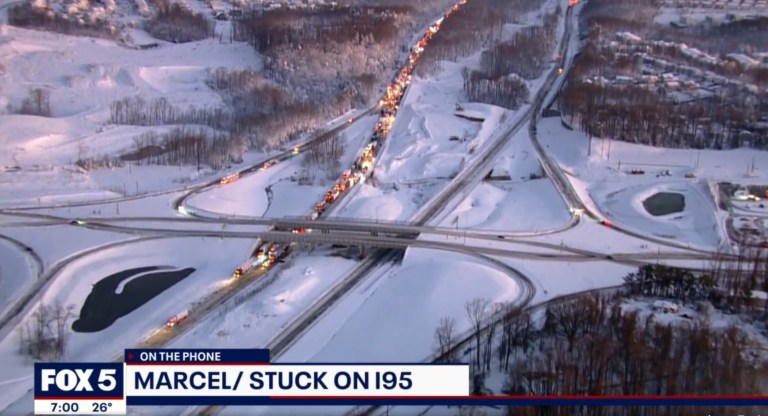Fox5 DC broadcast regarding I-95 jam