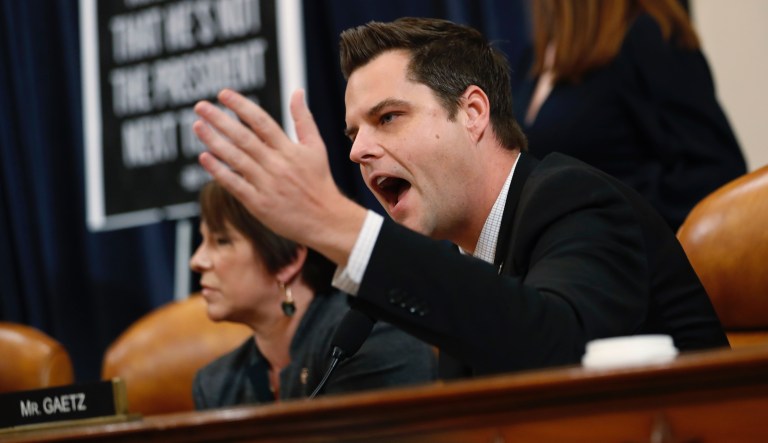 Rep. Matt Gaetz, R-Fla., speaks as the House Judiciary Committee hears investigative findings in the impeachment inquiry of President Donald Trump, Monday, Dec. 9, 2019, on Capitol Hill in Washington. 