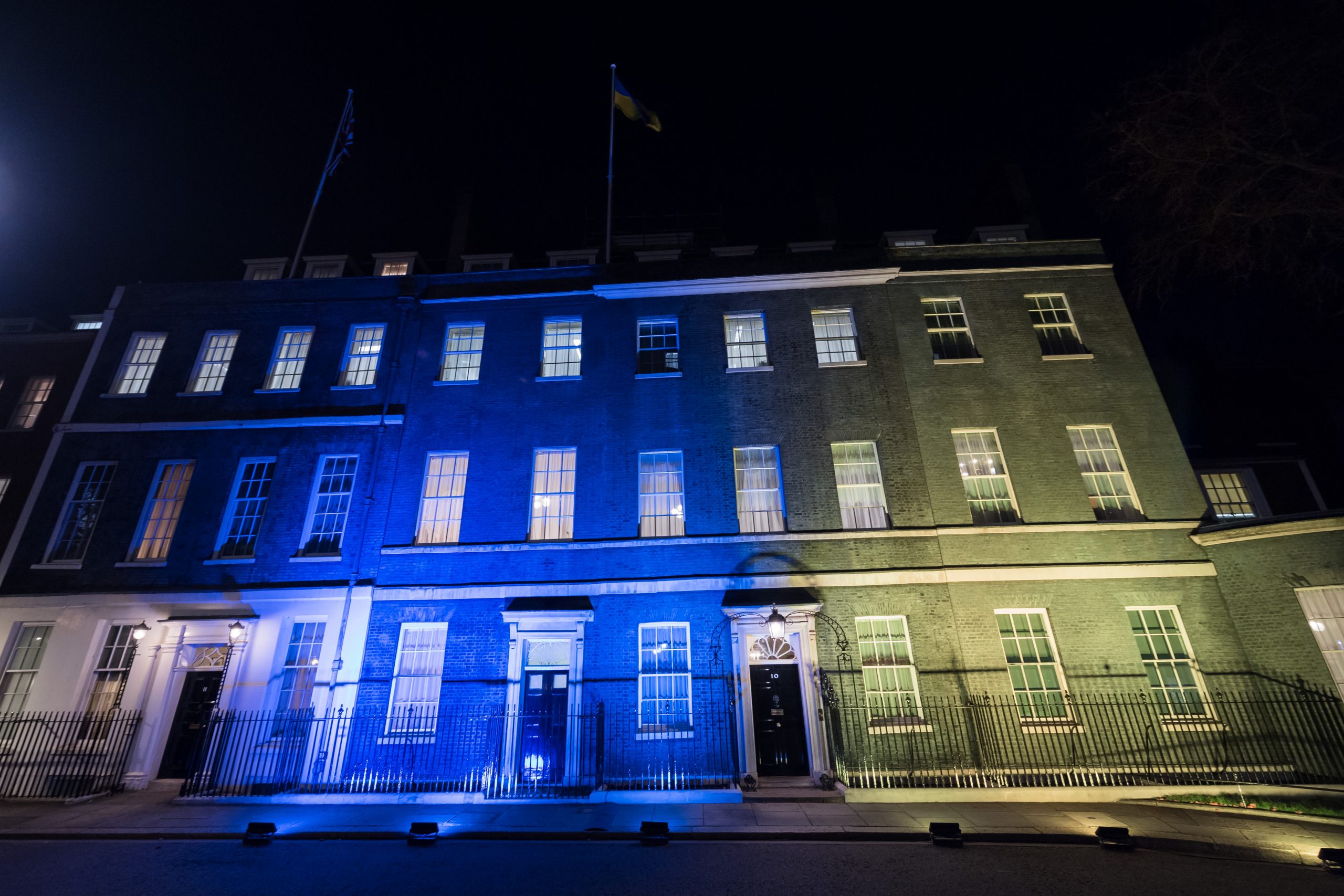 Downing Street Lit Up in Solidarity with Ukraine