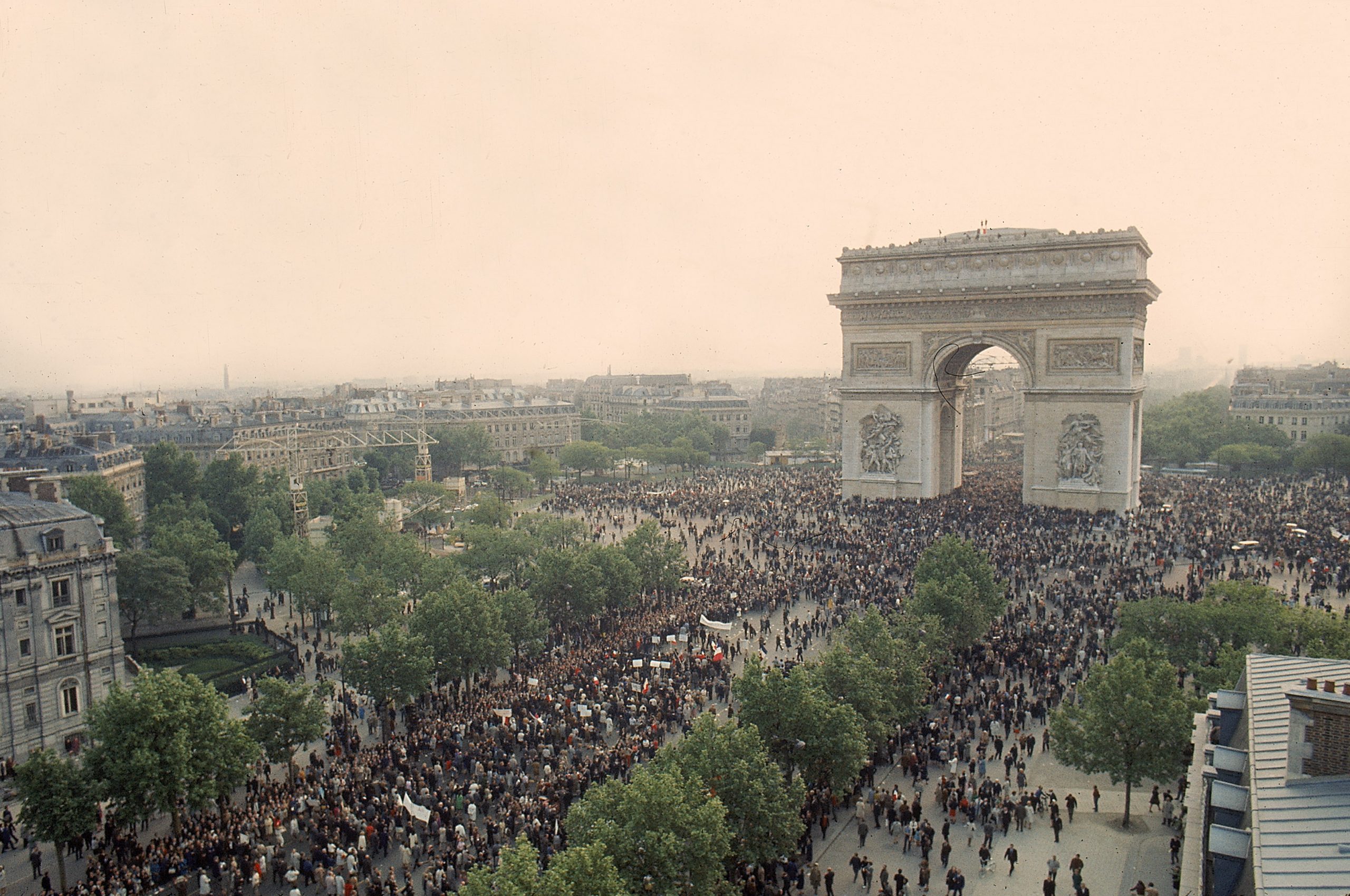 The Arc de Triomphe in center of Paris protests, May 1968