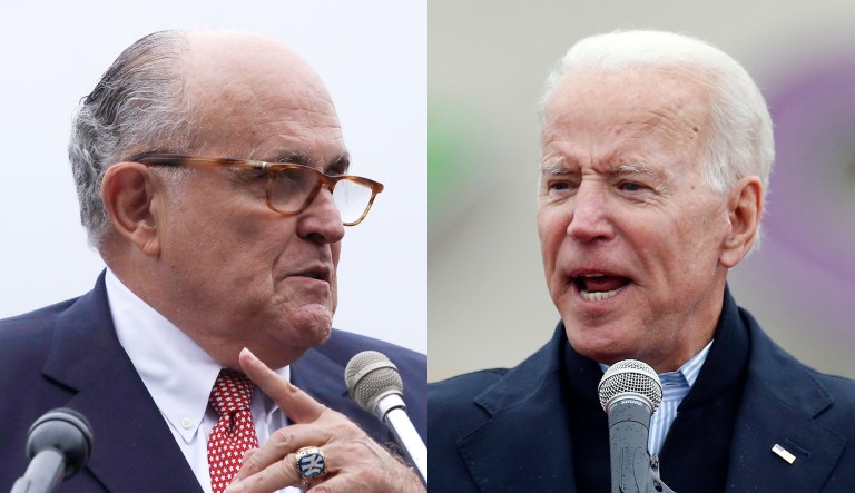 Rudy Giuliani (left) and Joe Biden (right) are shown.