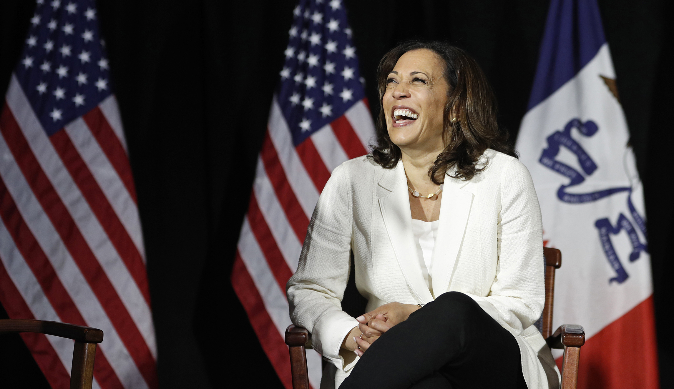 Kamala Harris embraces overheard ‘I’m f–king moving to Iowa’ comment