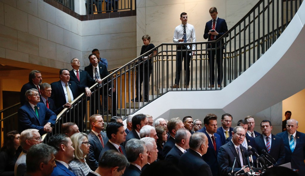 GOP lawmakers storm closed impeachment proceeding and demand access
