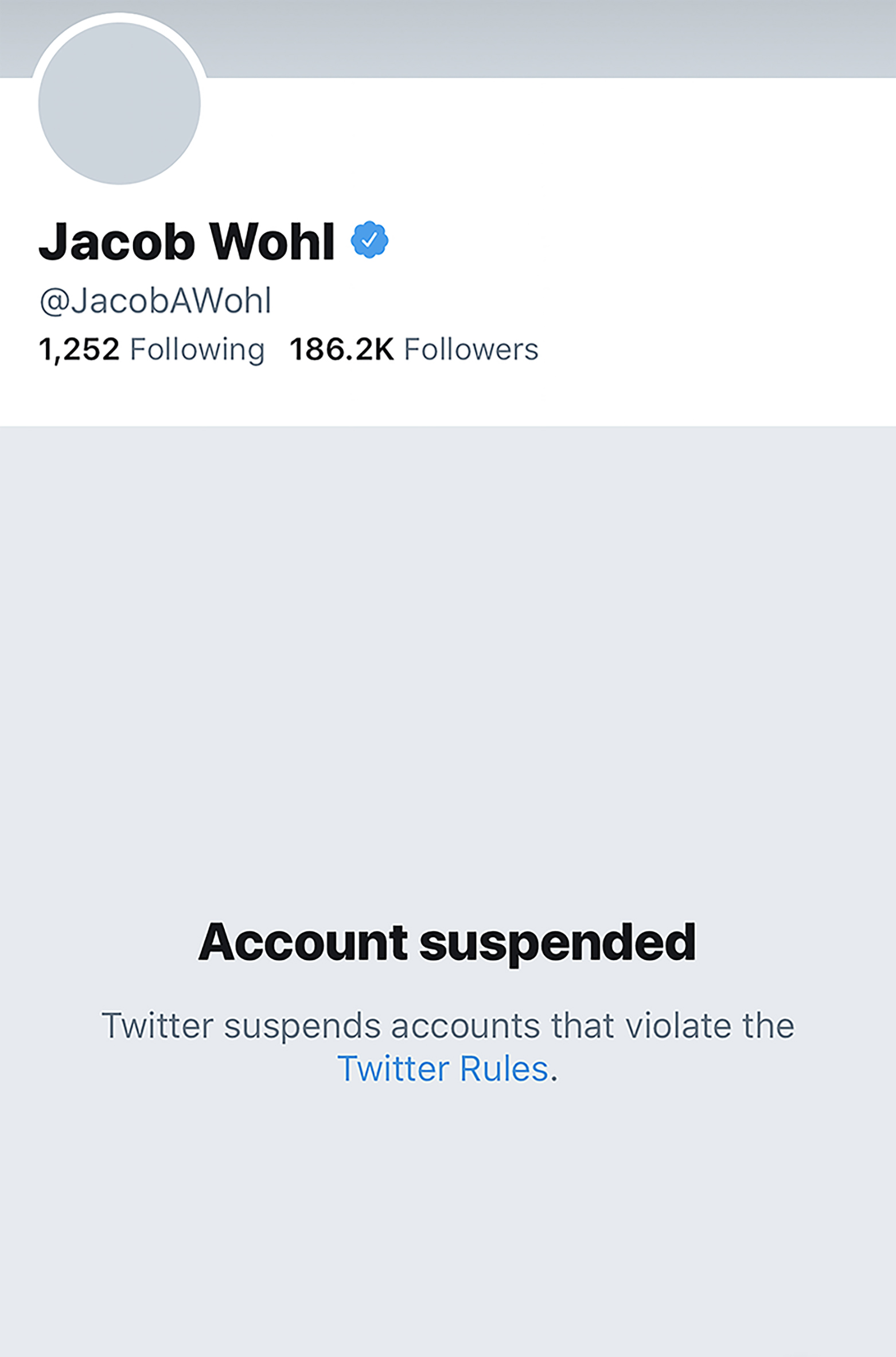 Jacob Wohl Suspended Twitter Account - 022619