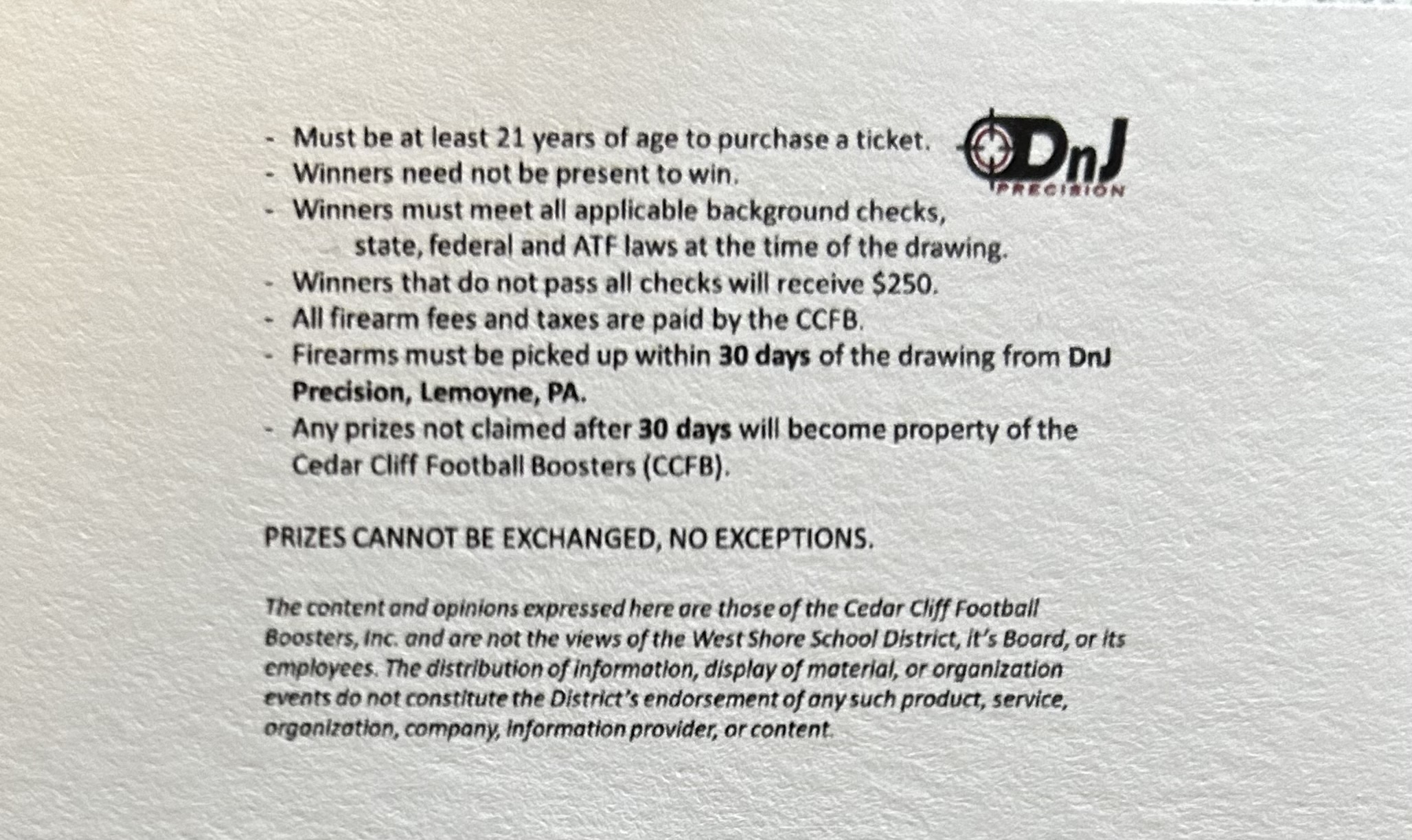Cedar Cliff Colts High School gun raffle_03