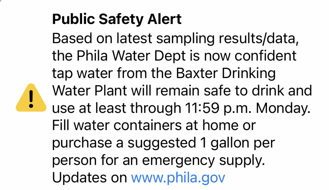 Emergency notifications Philadelphia residents received on Sunday afternoon