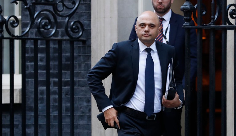 Sajid Javid, Britain's Home Secretary looks towards the media following a cabinet meeting in London, Tuesday, Feb. 26, 2019. He opposes Shamima Begum returning to the U.K. after leaving the country to join ISIS and previously refusing to return.