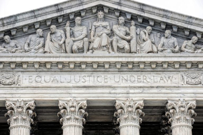 Supreme Court building in Washington, D.C. Equal Justice Under Law.