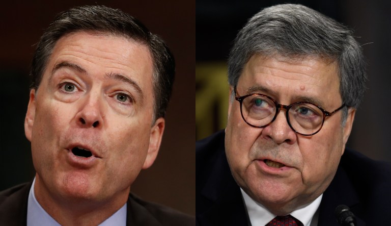 James Comey, William Barr.