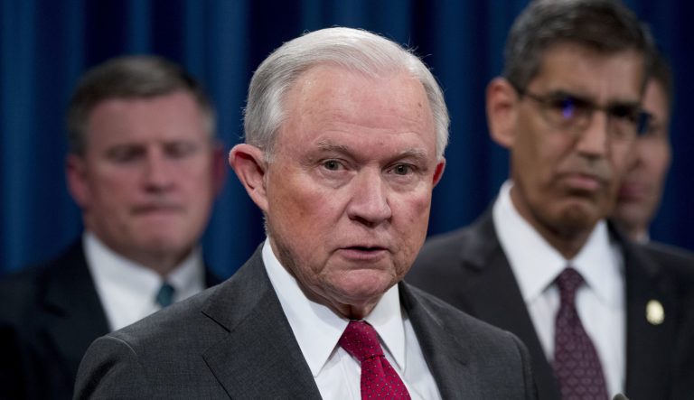 Former U.S. Attorney General Jeff Sessions addresses a business group in Montgomery, Ala., on Tuesday, Dec. 11, 2018.