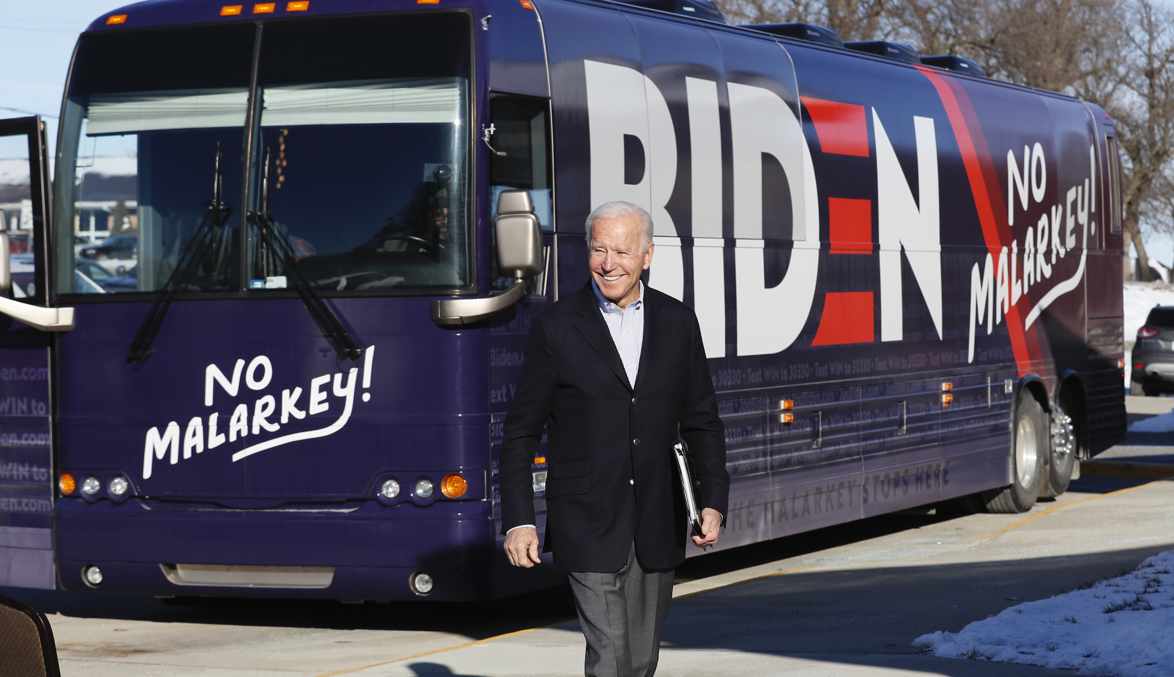 No more ‘No Malarkey’: Biden debuts new campaign bus
