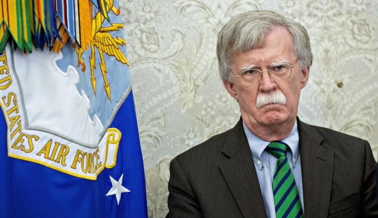 John Bolton, national security advisor, listens during a meeting with U.S. President Donald Trump and Jens Stoltenberg, secretary general of the North Atlantic Treaty Organization (NATO), not pictured, in the Oval Office of the White House in Washington, D.C. U.S., on Thursday, May 17, 2018. The White House said the two leaders will be discussing the upcoming NATO Summit in July.
