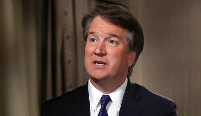 Brett Kavanaugh, with his wife Ashley Estes Kavanaugh, answers questions during a FOX News interview, Monday, Sept. 24, 2018, in Washington, about allegations of sexual misconduct against the Supreme Court nominee.