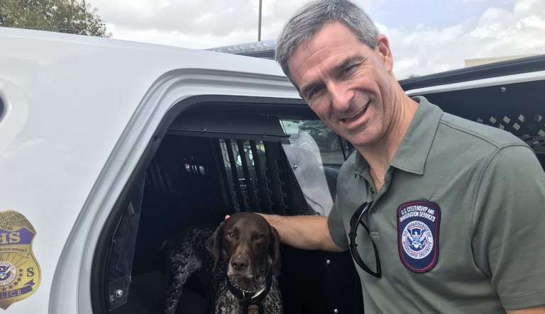 U.S. Citizenship and Immigration Services Director Ken Cuccinelli likes tweeting about dogs. He tweeted this with K9 Agent Bingo during a recent trip to the southern border.