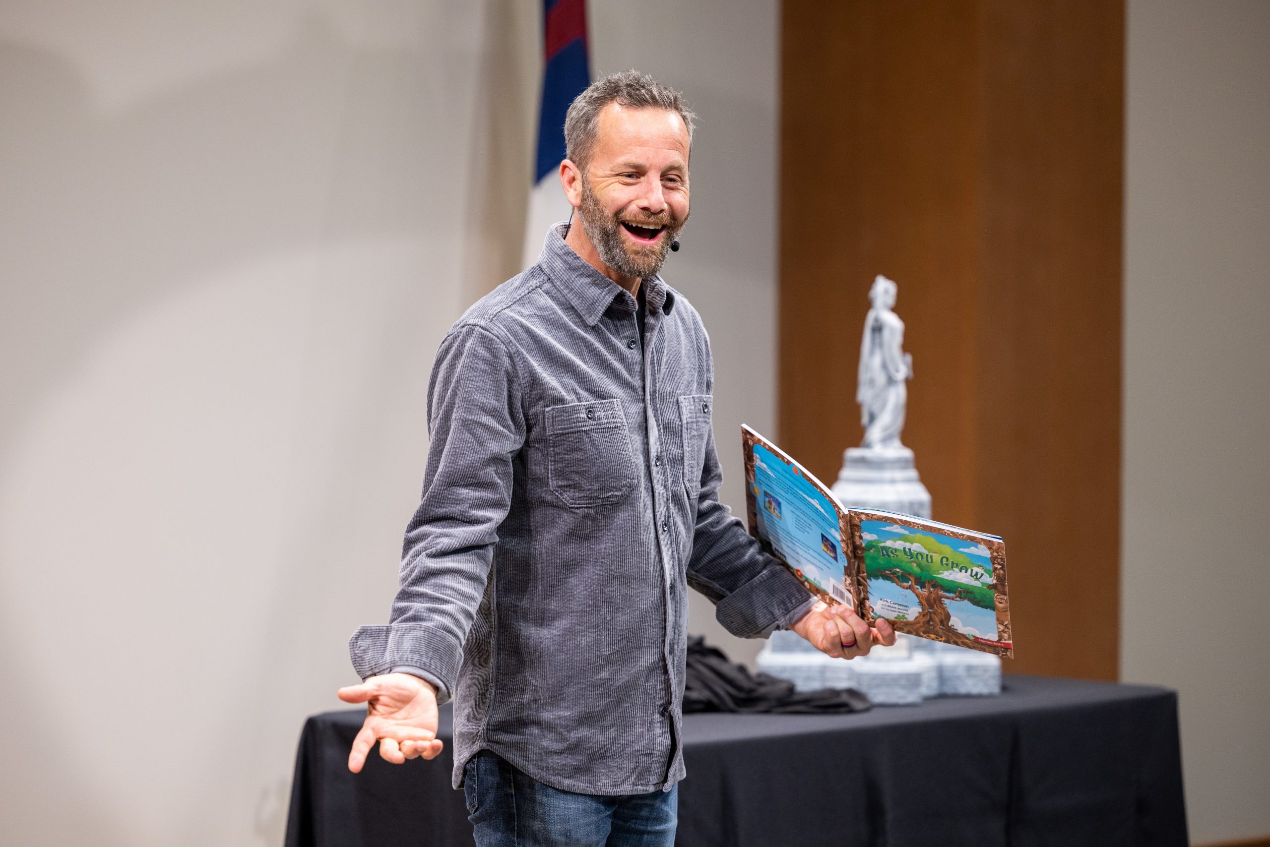 Kirk interacts with audience during Brave Story Hour in NC.jpg