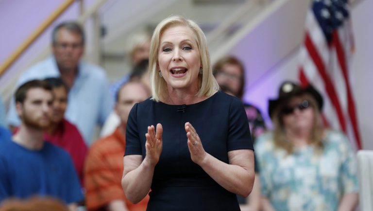 Democratic presidential candidate Sen. Kirsten Gillibrand speaks during a FOX News town hall, Sunday, June 2, 2019, in Dubuque, Iowa. 