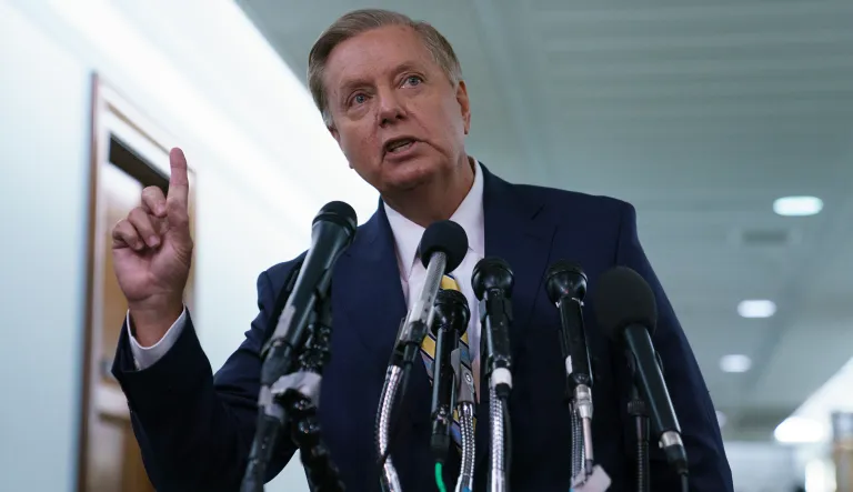 Senate Judiciary Committee member Sen. Lindsey Graham, R-S.C., speaks to media about the Senate Judiciary Committee hearing on Judge Brett Kavanaugh, President Donald Trump's Supreme Court nominee, Capitol Hill in Washington, Friday, Sept. 28, 2018. The Senate Judiciary Committee advanced Brett Kavanaughâs nomination for the Supreme Court after agreeing to a late call from Sen. Jeff Flake, R-Ariz., for a one week investigation into sexual assault allegations against the high court nominee.