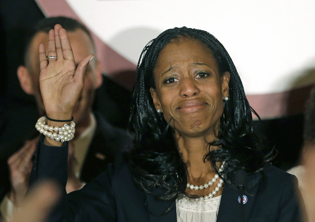 Republican Rep. Mia Love walks to greets supporters during an election night party Tuesday Nov. 6, 2018, in Lehi, Utah.