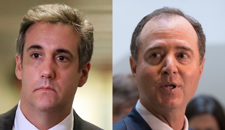 Michael Cohen and Adam Schiff.