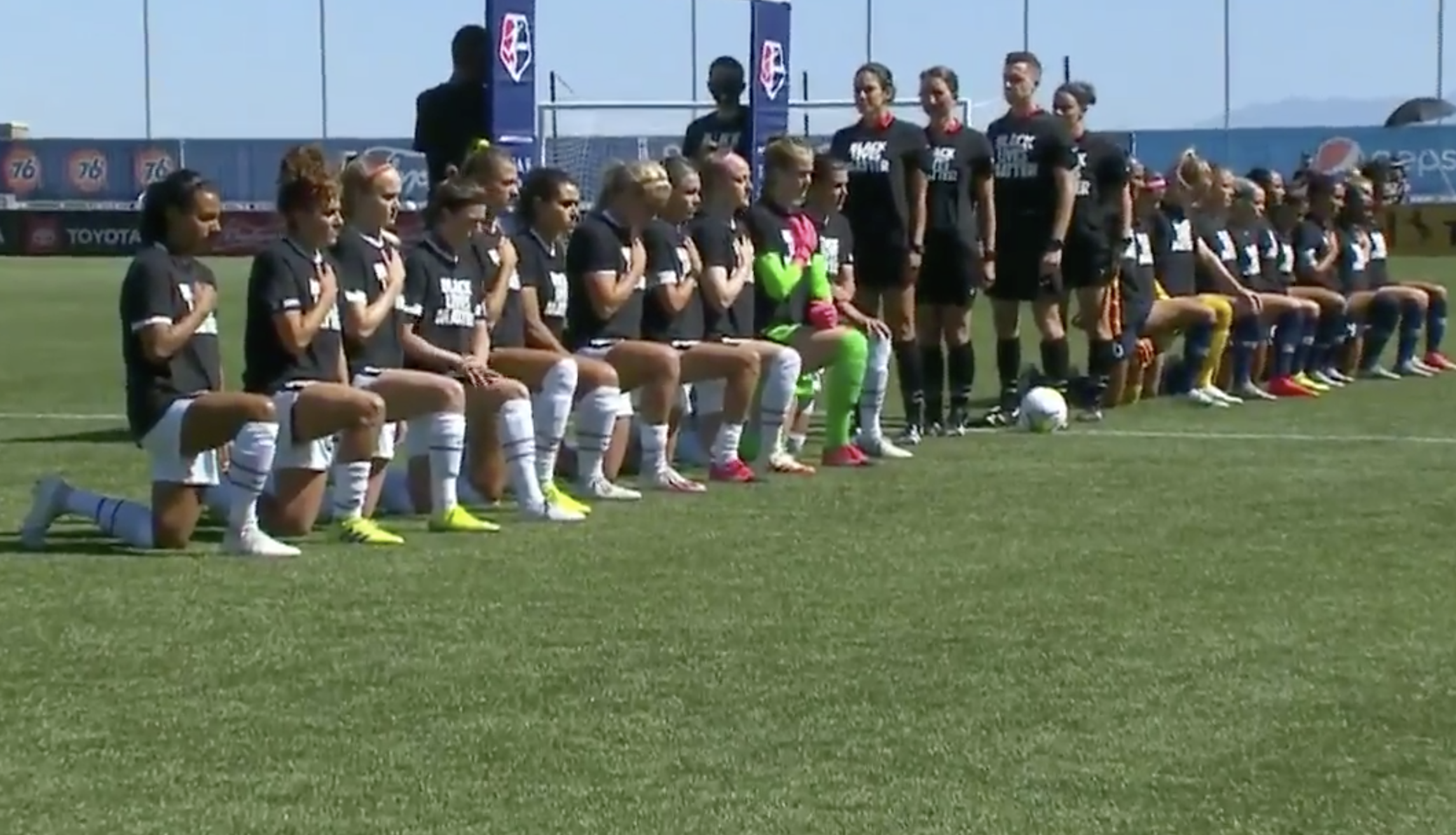 National women’s soccer teams kneel for national anthem and wear ‘Black Lives Matter’ shirts